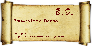 Baumholzer Dezső névjegykártya